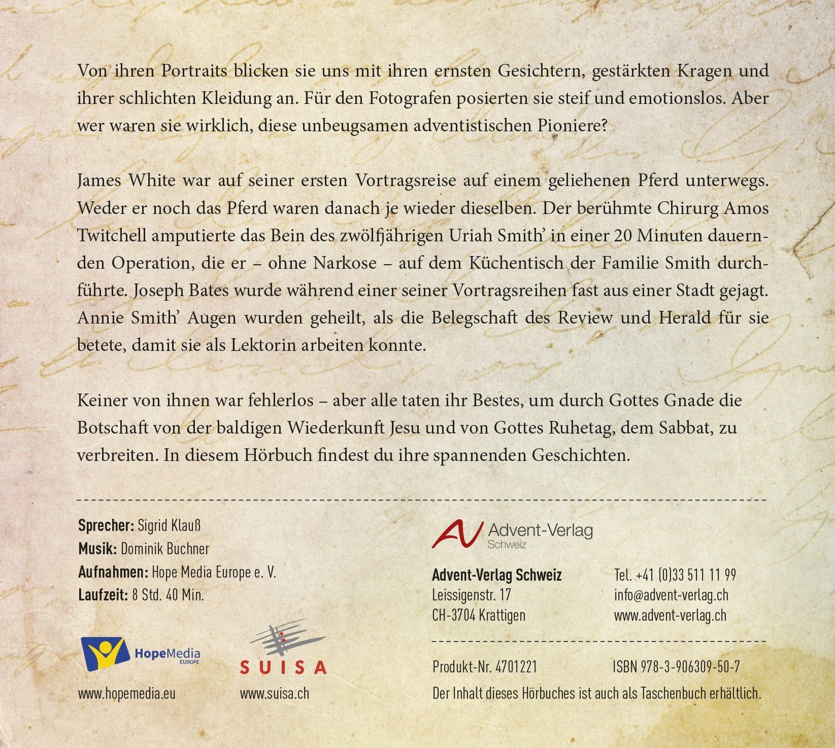 Advent-Verlag Schweiz-HB: Faszinierende Geschichten adventistischer Pioniere 1_3412166_2 Advent-Verlag Schweiz-HB: Faszinierende Geschichten adventistischer Pioniere 1_3412166_